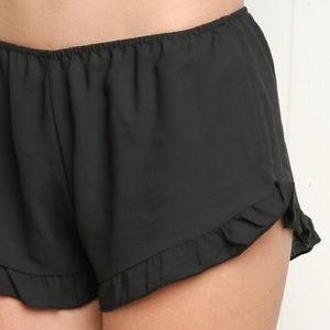 Black ruffle shorts
